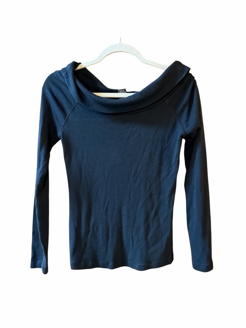 Black Banana Republic Off-Shoulder Long Sleeve Top scooped, turtleneck, elegant